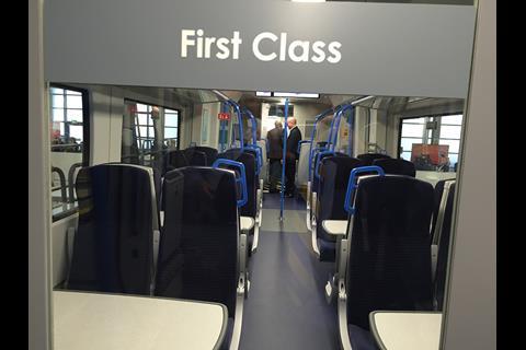 First class area of Siemens Class 700 Desiro City EMU for Thameslink services.